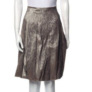 Dries Van Noten  Gold Pleated Accents Knee-Length Skirt